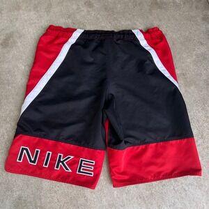 GRAIL Y2k Nike Board Shorts Mens L Black Vintage 90s Embroidered Spellout Baggy